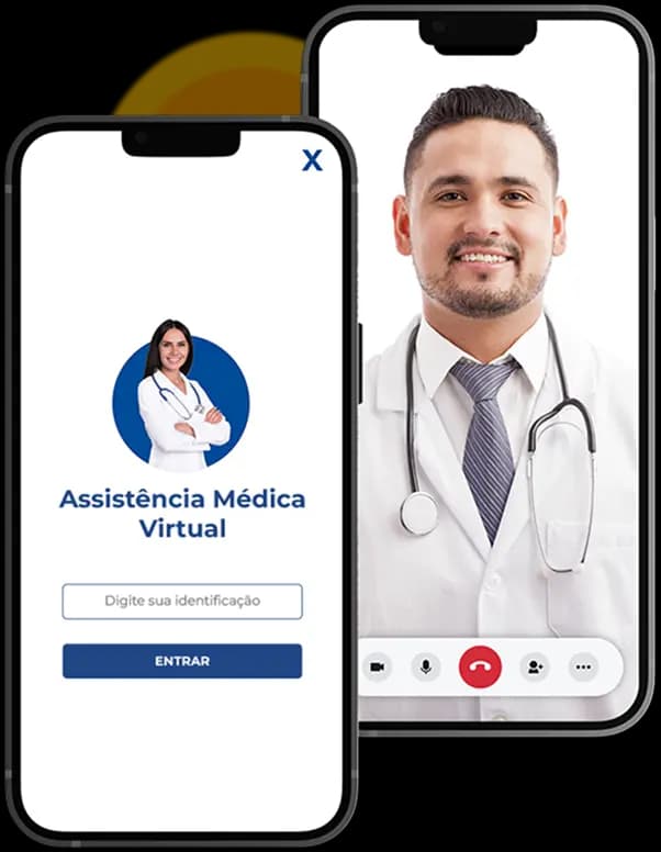 Modelo de negocio con dos teléfonos mostrando la aplicación